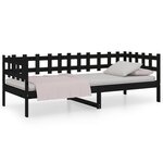 vidaXL Lit de jour sans matelas noir 90x200 cm bois de pin massif