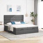 VidaXL Cadre de lit ottoman avec matelas gris foncé 180x200cm tissu