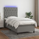 vidaXL Sommier à lattes de lit avec matelas et LED Gris foncé 90x200cm