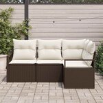 vidaXL Ensemble de canapé de jardin avec coussin 4 Pièces Marron et Crème