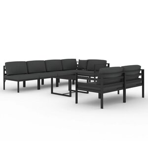 vidaXL Salon de jardin 8 Pièces avec coussins Aluminium Anthracite