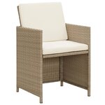 vidaXL Ensemble à manger de jardin 3 Pièces avec coussins Beige