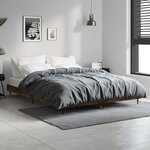 vidaXL Cadre de lit sans matelas chêne fumé 135x190 cm bois ingénierie