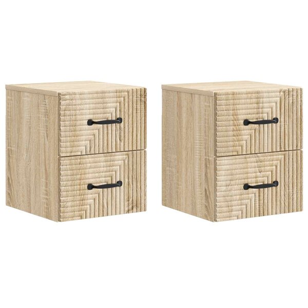 vidaXL Cabinet de chevet mural 2 Pièces Chêne Sonoma 34 5 x 33 x 40 cm