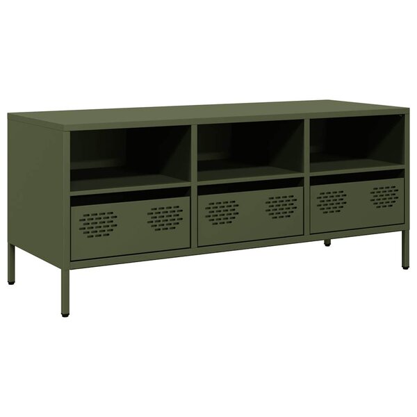 vidaXL Meuble TV vert olive 101 5x39x43 5 cm acier laminé à froid