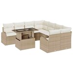 vidaXL Ensemble de canapé de jardin 9 Pièces Beige Poly Rattan