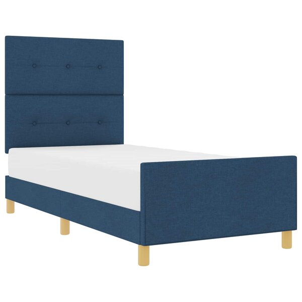 vidaXL Cadre de lit avec tête de lit Bleu 100 x 200 cm tissu