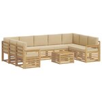 vidaXL Ensemble de canapés d'extérieur 10 pc Blanc et Beige Polyester