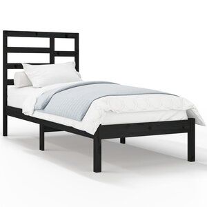 vidaXL Cadre de lit sans matelas noir bois massif 75x190 cm