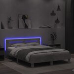 vidaXL Cadre de lit avec LED sans matelas gris béton 140x200 cm