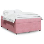 vidaXL Sommier à lattes de lit avec matelas Rose 160x200 cm Velours