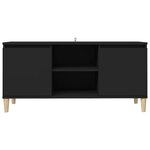 vidaXL Meuble TV avec pieds en bois massif Noir 103 5x35x50 cm