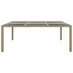 vidaXL Table de jardin 200x150x75 cm Verre trempé/résine tressée Beige