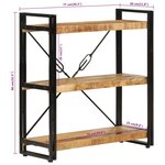 vidaXL Bibliothèque 3 niveaux 77x30x80 cm bois massif manguier et fer