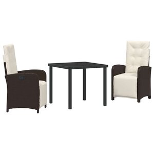 vidaXL Ensemble de salle à manger pour jardin 3 Pièces Marron polyrotin