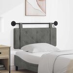 vidaXL Tête de lit suspendue Avec lumière LED Gris foncé Velours