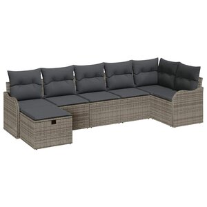 vidaXL Ensemble de canapé de jardin 7 Pièces Gris 287.5 x 122.5 x 85 cm