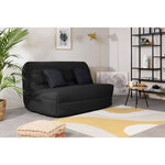 Banquette convertible tissu noir + 2 coussins noirs 140 x 99 x Hauteur 98 cm