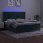 vidaXL Sommier à lattes de lit matelas et LED Vert foncé 160x200 cm