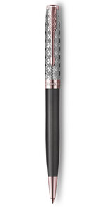 PARKER Sonnet Premium Stylo bille  métal et laque Grise or rose  Recharge noire pointe moyenne  Coffret cadeau