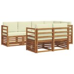vidaXL Ensemble de canapés d'extérieur 7 pc Naturel et Crème Polyester