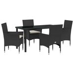 vidaXL Ensemble de salle à manger pour jardin 5 Pièces Noir Poly rotin