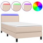 vidaXL Sommier à lattes de lit avec matelas et LED Cappuccino 80x200cm