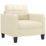 vidaXL Fauteuil avec repose-pied Crème 60 cm Similicuir