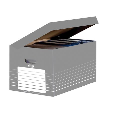 Caisse archive grise carton elba - h 45 x l 34 5 x p 28 cm - lot de 10