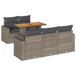 vidaXL Salon de jardin 6 Pièces avec coussins gris résine tressée