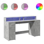 vidaXL Bureau et lumières LED gris béton 160x55x91cm bois d'ingénierie