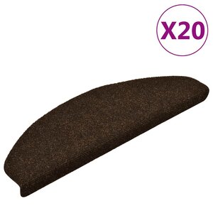 vidaXL Tapis d'escalier auto-adhésifs 20 pièces 65 x 21 x 4 cm Marron Demi-rond Grand