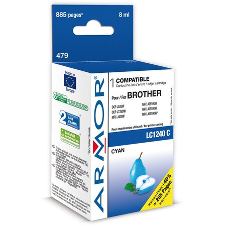 Cartouche d'encre remanufacturée compatible brother lc1240 - cyan (blister 1 unité)