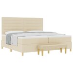 Lit à ressort vidaXL avec matelas et banc crème 200x200 cm en tissu