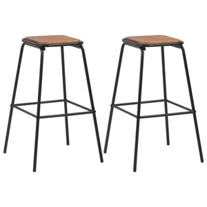 vidaXL Tabourets de bar lot de 2 noir pinède solide et acier