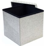 Coffre rangement pouf tissu gris clair