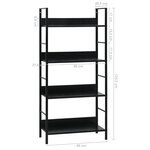 vidaXL Bibliothèque à 4 niveaux noir 60x27 6x124 5cm bois d'ingénierie