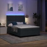 vidaXL Lit à Ressorts avec Matelas LED Gris foncé 160 x 200 cm Velours