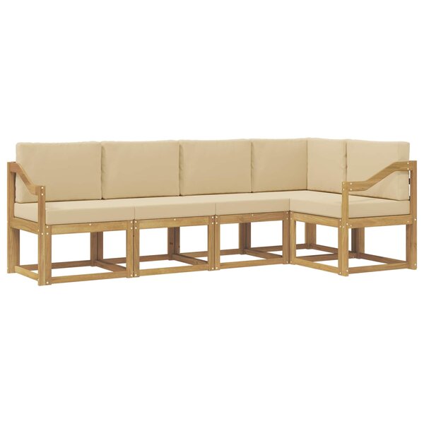 vidaXL Ensemble de canapés d'extérieur 5 pc Blanc et Beige