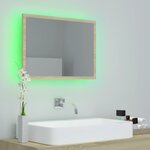 vidaXL Miroir LED de salle de bain Chêne sonoma 60x8 5x37 cm Acrylique