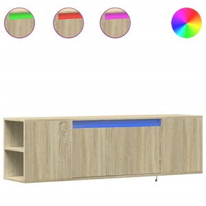 vidaXL Meuble TV mural avec lumières LED chêne sonoma 135x31x39 5 cm