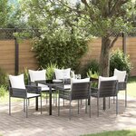 vidaXL Ensemble de salle à manger pour jardin 7 Pièces Marron Poly rotin