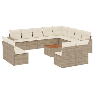 vidaXL Salon de jardin avec coussins 13 Pièces beige résine tressée