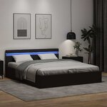 vidaXL Cadre de lit à rangement hydraulique sans matelas avec LED noir