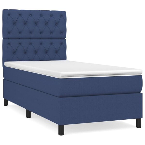 vidaXL Sommier à lattes de lit avec matelas Bleu 80x200 cm Tissu