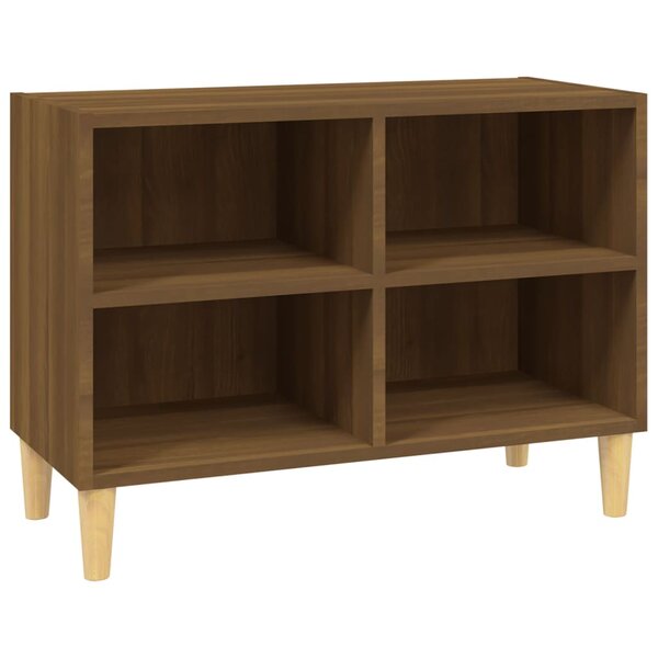 vidaXL Meuble TV avec pieds en bois massif Chêne marron 69 5x30x50 cm
