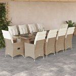 vidaXL Ensemble de bistro de jardin 11 Pièces coussins beige poly rotin