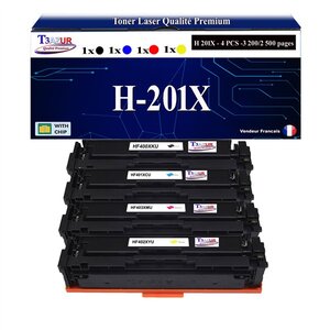 T3AZUR -4x Toners compatibles avec CF400X CF401X CF402X CF403X 201X pour HP Color LaserJet Pro MFP M274n M277dw M277n