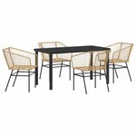 vidaXL Ensemble de salle à manger pour jardin 5 Pièces Marron polyrotin