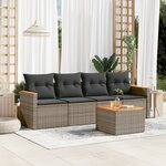 vidaXL Salon de jardin 5 Pièces avec coussins gris résine tressée